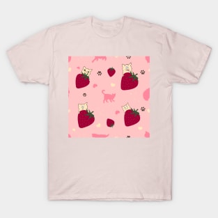 Strawberries cute cats T-Shirt